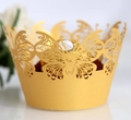 Decorazioni per cupcake a farfalla in carta dorata perlata tagliata al laser - 5cm / Oro