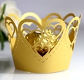 Elegant gold heart laser-cut cupcake wrappers for wedding parties and celebrations - Gold