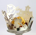 Involucro per cupcake in argento tagliato al laser con strega e castello - Argento Riflettente
