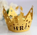Goldene lasergeschnittene Cupcake-Förmchen mit festlichen Rentier- und Schneeflockenmotiven - 5cm / Gold