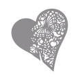 Laser cut heart shaped place card with elegant butterfly and floral hollow pattern - Silver Charcoal