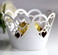 White laser cut heart pattern cupcake wrappers for wedding and party decorations - White
