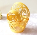 Lace hollow heart design paper cupcake wrapper in bright yellow for cake decoration - Gold