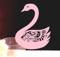 Segnaposto a cigno rosa tagliati al laser per decorazione di calici da matrimonio - Rosa