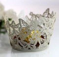 Laser-cut cream cupcake wrapper with delicate butterfly and floral镂空 patterns - 5cm / Silver Grey