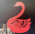 Elegante segnaposto a cigno rosso tagliato al laser per decorazione tavola nozze - Rosso Perlato