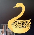 Segnaposto a forma di cigno dorato tagliato al laser con pizzo sul bordo del bicchiere - Oro