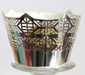 Silver laser-cut geometric cupcake wrapper with mirror finish for party dessert decoration - Reflective Silver