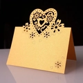 Elegante segnaposto dorato tagliato al laser con motivi a cuore per decorazioni nozze - Oro