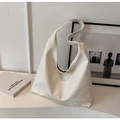 Minimalist creamy white faux leather tote bag with soft texture and integrated strap - Off White