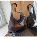 Large capacity vintage dark brown hobo tote bag in premium PU leather for office use - Coffee
