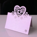 Segnaposto a cuore con taglio laser in rosa viola perlato per tavoli di nozze - Viola Chiaro