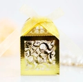Boîte cadeau dorée ajourée avec ruban en organza jaune pour mariages et fêtes élégantes - Or Réfléchissant