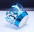 Blue metallic LOVE heart hollow laser cut cupcake wrappers for wedding cake decorations - Reflective Blue