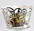 Filigraner, lasergeschnittener Cupcake-Einband in Silber mit floralem Rankenmuster-Detail - 5cm / Reflektierendes Silber