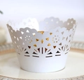 Pirottini per cupcake in pizzo bianco tagliati al laser con motivo a rosa e girasole - Bianco