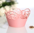 Pirottini per cupcake in carta perlata rosa con motivo a nuvole intagliato per nozze - 5cm / Rosa