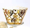 Gouden lasergesneden cupcake wikkel met hartpatronen voor bruiloft decoratie - Goud