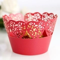 Caissettes à cupcakes rouges découpées au laser pour décorations de mariage romantique - Rouge Perlé