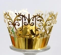 Pirottini dorati tagliati al laser con uccellini e decori per dolci nuziali - 5cm / Oro Riflettente