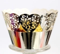 Caissettes à cupcakes argentées avec motif cœur découpé au laser pour décoration mariage - Argent Réfléchissant