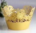 Golden crown laser-cut cupcake wrapper with elegant pearl finish for party decoration - Gold
