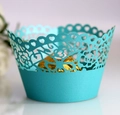 Laser-cut butterfly flower cupcake wrappers in cyan blue for festive dessert decoration - 5*5*8CM / Tiffany Blue