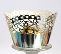 Laser cut silver butterfly rose cupcake wrappers with hollow hearts for party decor - 5*5*8CM / Reflective Silver