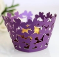 Detail of laser-cut lavender cupcake wrappers with intricate clover patterns and chocolate - 5*5*8CM / Dark Purple