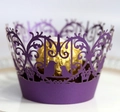 Pirottini per cupcake viola scuro tagliati al laser con motivo floreale e uccelli - 5cm / Viola scuro