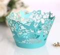 Elegant laser cut butterfly cupcake wrappers in tiffany blue for wedding cake decoration - Tiffany Blue