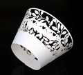 Elegant white laser-cut vine and heart cupcake wrapper for wedding party decorations - White