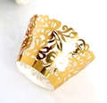 Elegant gold laser-cut lace cupcake wrappers with intricate floral vine hollow design - Reflective Gold