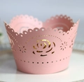 Decorazione per torta rosa tagliata al laser con motivi a rosa per matrimoni e feste - Rosa