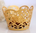 Élégant contour de cupcake doré découpé au laser avec motif de vigne pour mariage - Or
