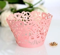 Pirottini per cupcake rosa tagliati al laser con motivi floreali per decorazioni - 5cm / Rosa