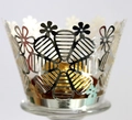Silver laser cut cupcake wrappers with intricate hollow flower patterns for baking - Reflective Silver