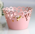 Pirottini per cupcake rosa tagliati al laser con cuori per decorazioni nuziali - 5*5*8CM / Rosa