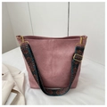 Detail of dusty pink tote bag with wide ethnic pattern strap and gold hardware - Pink