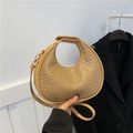 Borsa hobo kaki con trama in pelle intrecciata e tracolla rimovibile sottile - Cachi