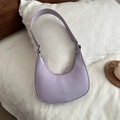 Chic light purple crescent underarm bag with zipper closure and embossed logo detail - Purple