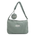 Sac bandoulière minimaliste en velours côtelé vert sauge avec sangle et petit porte-monnaie - vert clair