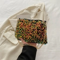 Iridescent sequin crossbody bag with gold chain strap and stylish multi-color finish - Gold