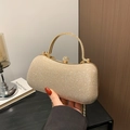Elegante pochette da sera champagne dorata con brillantini e chiusura a sfera di cristallo - Oro
