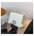 Borsa a tracolla bianca in ecopelle con fibbia in strass scintillante e tracolla sottile - Bianco