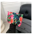 Pochette enveloppe en nylon ethnique avec motifs de pivoine rouge et de phénix - Noir