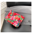 Pochette ethnique en nylon rouge avec motifs de pivoines et de phénix et fermeture - Rouge