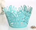 Teal Schmetterling Laser-Cut Cupcake-Hülle mit Perlglanz für Hochzeit und Party Deko - Tiffany-Blau