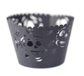 Pirottini neri per cupcake tagliati al laser con teschi per festa di Halloween - Nero Cachi