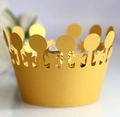 Pirottini dorati per cupcake a corona con eleganti intagli decorativi a laser - Oro